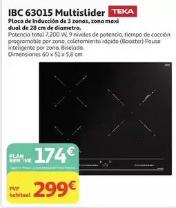 Alcampo Teka - placa de inducción de 3 zonas, zona maxi dual de 28 cm de diametro oferta