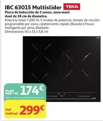 Teka - placa de inducción de 3 zonas, zona maxi dual de 28 cm de diametro