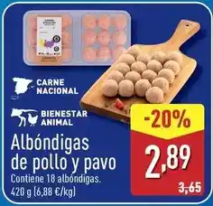 ALDI Albóndigas de pollo y pavo oferta