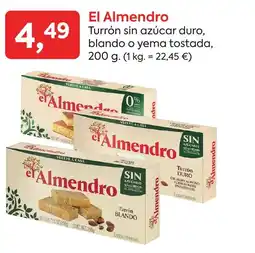 Suma Supermercados EL ALMENDRO Turrón sin azúcar duro, blando o yema tostada oferta