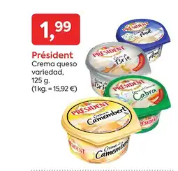 Suma Supermercados PRESIDENT Crema queso variedad, oferta