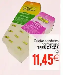 Plenus Supermercados TRES OSCOS Queixo sandwich normal/light oferta