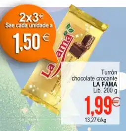 Plenus Supermercados LA FAMA Turrón chocolate crocante oferta