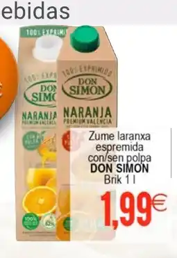 Plenus Supermercados DON SIMON Zume laranxa espremida con/sen polpa1 L oferta