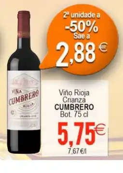 Plenus Supermercados CUMBRERO Viño Rioja Crianza oferta