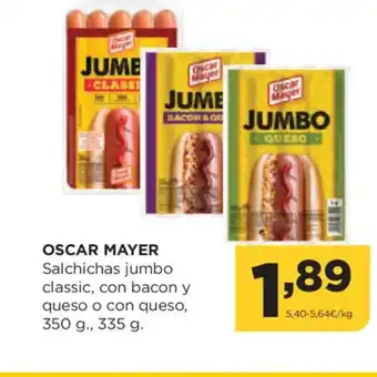 Alimerka OSCAR MAYER Salchichas jumbo classic, con bacon y queso o con queso oferta