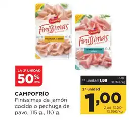 Alimerka CAMPOFRÍO Finíssimas de jamón cocido o pechuga de pavo oferta