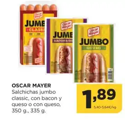 Alimerka OSCAR MAYER Salchichas jumbo classic, con bacon y queso o con queso oferta