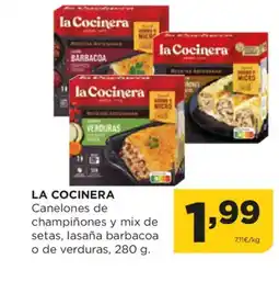 Alimerka LA COCINERA Canelones de champiñones y mix de setas, lasaña barbacoa o de verduras oferta
