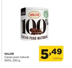 Alimerka VALOR Cacao puro natural 100% oferta