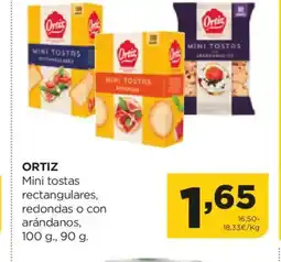 Alimerka ORTIZ Mini tostas rectangulares, redondas o con arándanos oferta