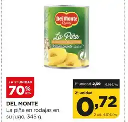 Alimerka DEL MONTE La piña en rodajas en su jugo oferta