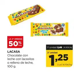 Alimerka LACASA Chocolate con leche con lacasitos o relleno de leche oferta