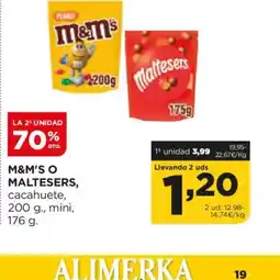 Alimerka M&M'S O MALTESERS, cacahuete oferta