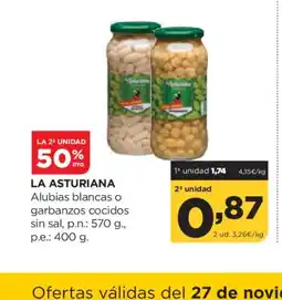 Alimerka LA ASTURIANA Alubias blancas o garbanzos cocidos sin sal oferta