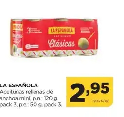 Alimerka LA ESPAÑOLA Aceitunas rellenas de anchoa mini oferta
