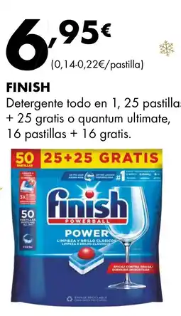 Supermercados Lupa FINISH Detergente todo en 1, 25 pastillas + 25 gratis o quantum ultimate, 16 pastillas + 16 gratis. oferta