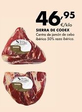 Supermercados Lupa SIERRA DE CODEX Centro de jamón de cebo ibérico 50% raza ibérica. oferta