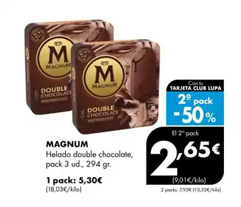 Supermercados Lupa MAGNUM Helado double chocolate, oferta