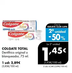 Supermercados Lupa COLGATE TOTAL Dentifrico original o blanqueador oferta