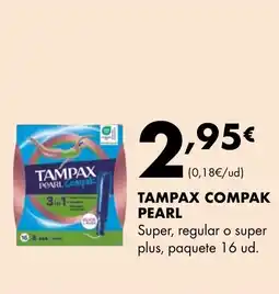 Supermercados Lupa TAMPAX COMPAK PEARL Super, regular o super plus oferta