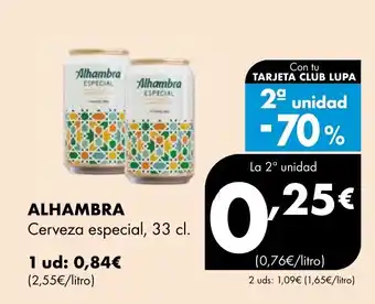 Supermercados Lupa ALHAMBRA Cerveza especial oferta