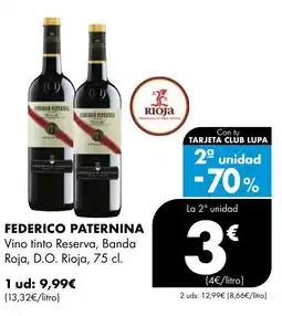 Supermercados Lupa FEDERICO PATERNINA Vino tinto Reserva, Banda Roja, D.O. Rioja oferta