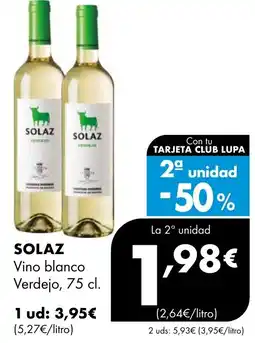 Supermercados Lupa SOLAZ Vino blanco Verdejo oferta