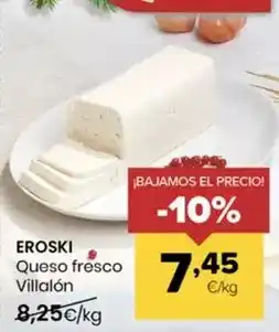 Autoservicios Familia Eroski - queso fresco villalon oferta