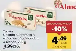 Autoservicios Familia El almendro - turron calidad suprema sin azucares anadidos duro o blando oferta