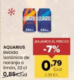Autoservicios Familia Aquarius - bebida isotonica de naranja o limon oferta