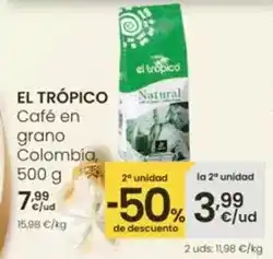 Eroski El trópico - café en grano colombia oferta
