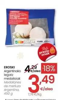 Eroski Eroski - medallones de merluza argentina oferta