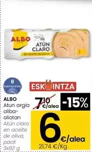 Eroski Albo - atún claro en aceite de oliva oferta