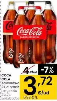 Eroski Coca-cola - los packs 2 x 2 l oferta