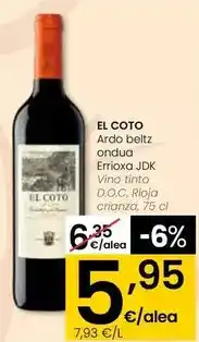 Eroski El coto - vino tinto d.o.c. rioja crianza oferta