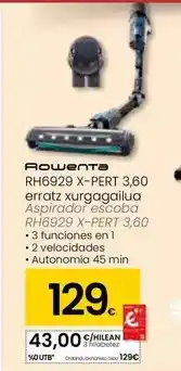 Eroski Rowenta - aspirador escoba rh62929 x-pert 3,60 oferta