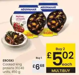 Eroski Eroski - cooked king prawns oferta