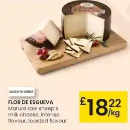 Eroski Flor de esgueva - mature raw sheep's milk cheese, intense flavour, toasted flavour oferta