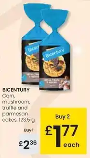Eroski Bicentury - corn/ mushroom/ truffle and parmesan cakes oferta