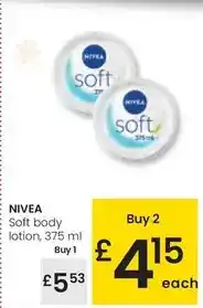 Eroski Nivea - soft body lotion oferta