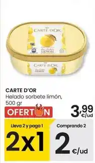 Eroski Carte d'or - helado sorbete limon oferta