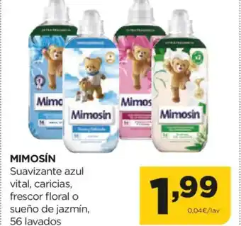 Alimerka MIMOSÍN Suavizante azul vital, caricias, frescor floral o sueño de jazmín, 56 lavados oferta