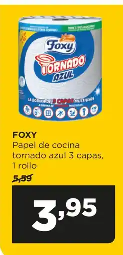 Alimerka FOXY Papel de cocina tornado azul 3 capas oferta