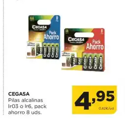 Alimerka CEGASA Pilas alcalinas Ir03 o lr6, pack ahorro 8 uds. oferta