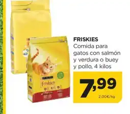 Alimerka FRISKIES Comida para gatos con salmón y verdura o buey y pollo oferta