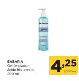 Alimerka BABARIA Gel limpiador ácido hialurónico oferta