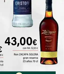 Cash Ifa ZACAPA SOLERA Ron gran reserva 23 años oferta