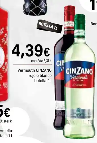 Cash Ifa CINZANO Vermouth rojo o blanco botella oferta