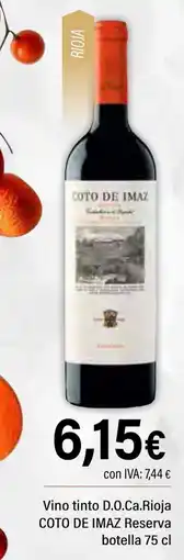 Cash Ifa COTO DE IMAZ Vino tinto D.O.Ca.Rioja Reserva botella oferta